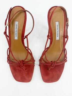 Emme Parsons Delice Burgundy Suede Strappy Heeled Sandals Ankle Buckle 37.5